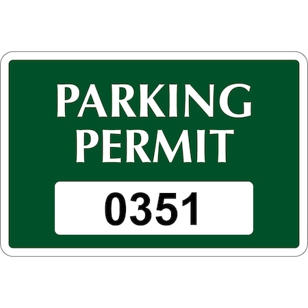 Lustre-Cal Static Cling Parking Permit Green 3in x 2in Serialized 351-400, 50PK 253442SCL1G0351